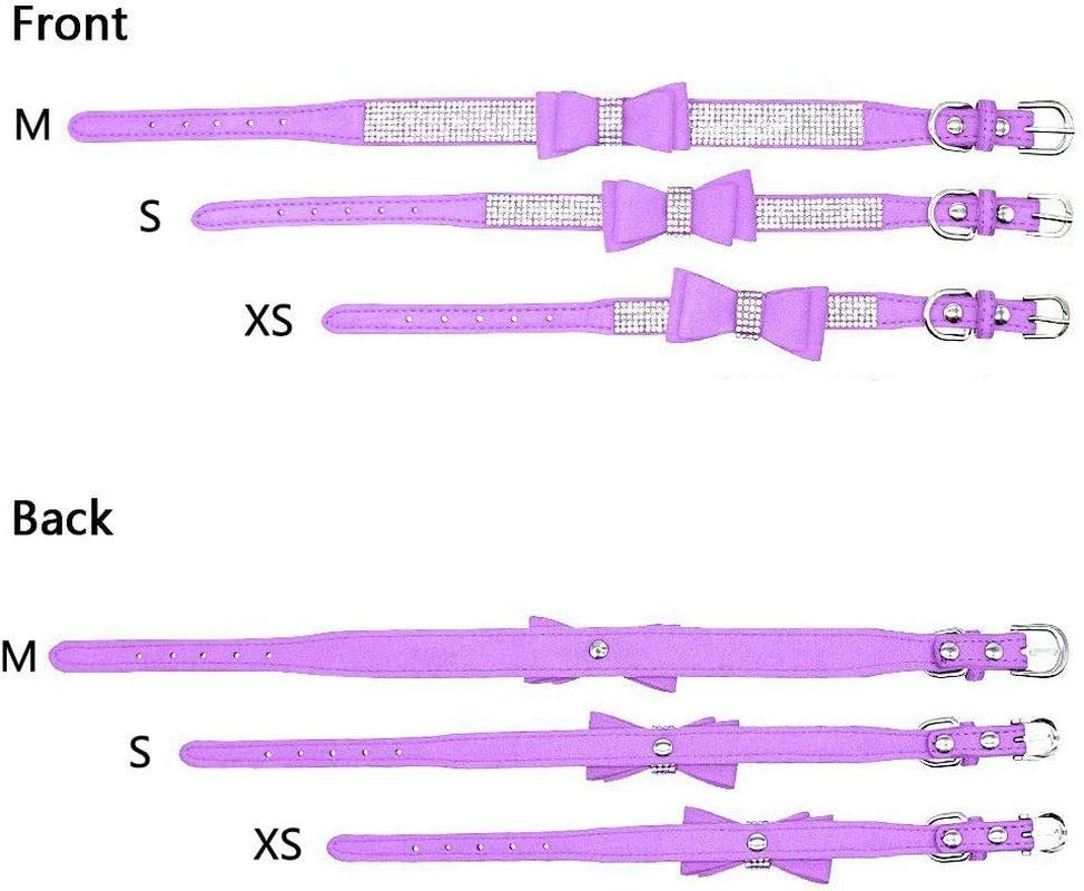 Rhinestone Dog Collar, Cute Dazzling Sparkling Soft Suede Leather Dog Cat Rhinestone Collar Crystal Diamond Pet Dog Puppy Collar (XS, Black-1)