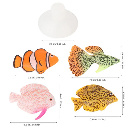 Fish Tank Ornament Fish,4Pcs Aquarium Fish Tank Luminous Silicone Artificial Fake Fish Landscape Ornament Decoration Accessory,Aquarium Luminous Fish