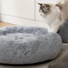 Anti Anxiety round Fluffy Plush Faux Fur Warm Washable Dog Bed & Cat Bed, Original Bed for Small Medium Large Pets,Used to Relieve Joints and Improve Sleep（20"/24"/27''） (27", Light Grey)