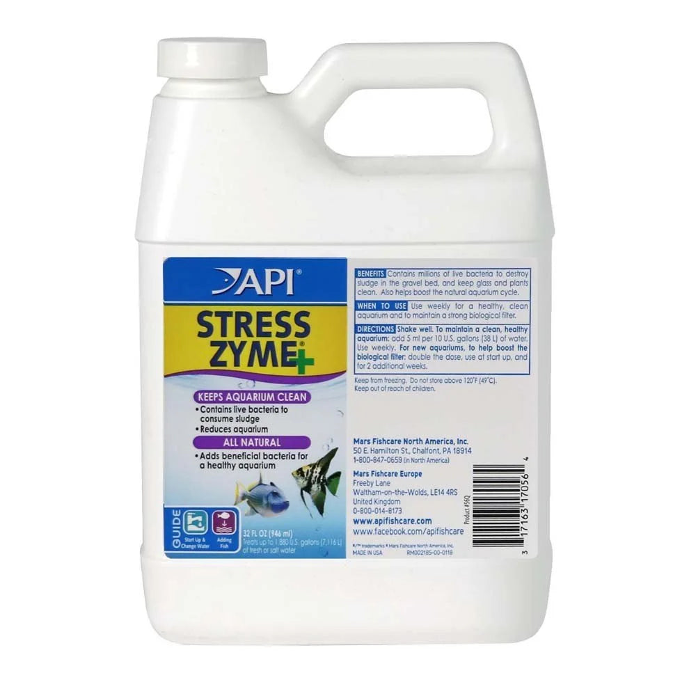 Stress Zyme, Freshwater and Saltwater Aquarium Cleaning Solution, 32 Oz