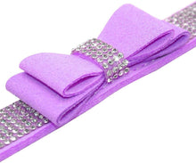 Rhinestone Dog Collar, Cute Dazzling Sparkling Soft Suede Leather Dog Cat Rhinestone Collar Crystal Diamond Pet Dog Puppy Collar (XS, Purple-1)