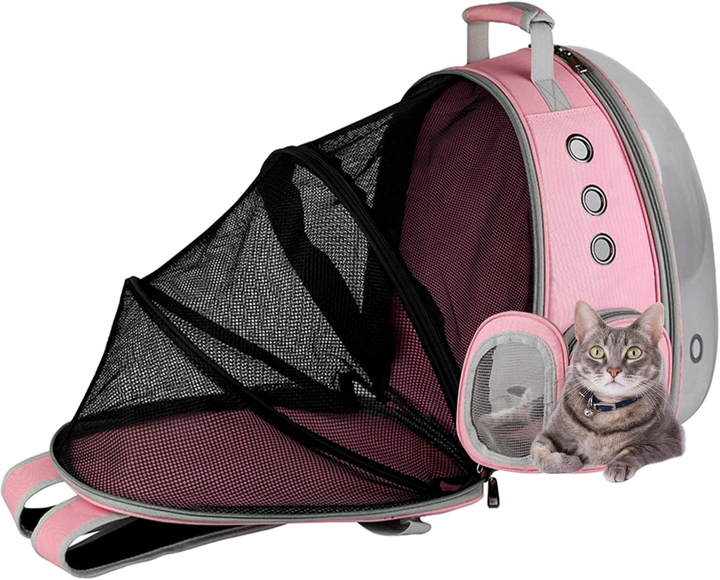 Pet Clear Cat Backpack Carrier Bubble Breathable Foldable Pet Rucksack Carrier for Puppy Dog Cat Lightweight Cat Backpack Designed for Travel, Hiking, Walking & Outdoor Use