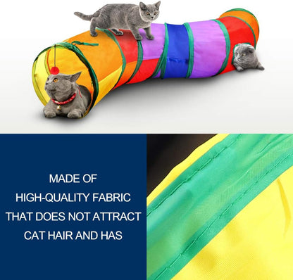 Cat Tunnel with Play Ball, Interactive Peek-A-Boo Cat Chute Cat Tube Toy, Colorful S-Tunnel for Indoor Cat, Best for Puppy, Kitty, Kitten, Rabbit