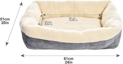 24-Inch Machine Washable Self Warming Pet Bed for Cat or Dog, Rectangle, Grey, 24"L X 20"W X 7"H