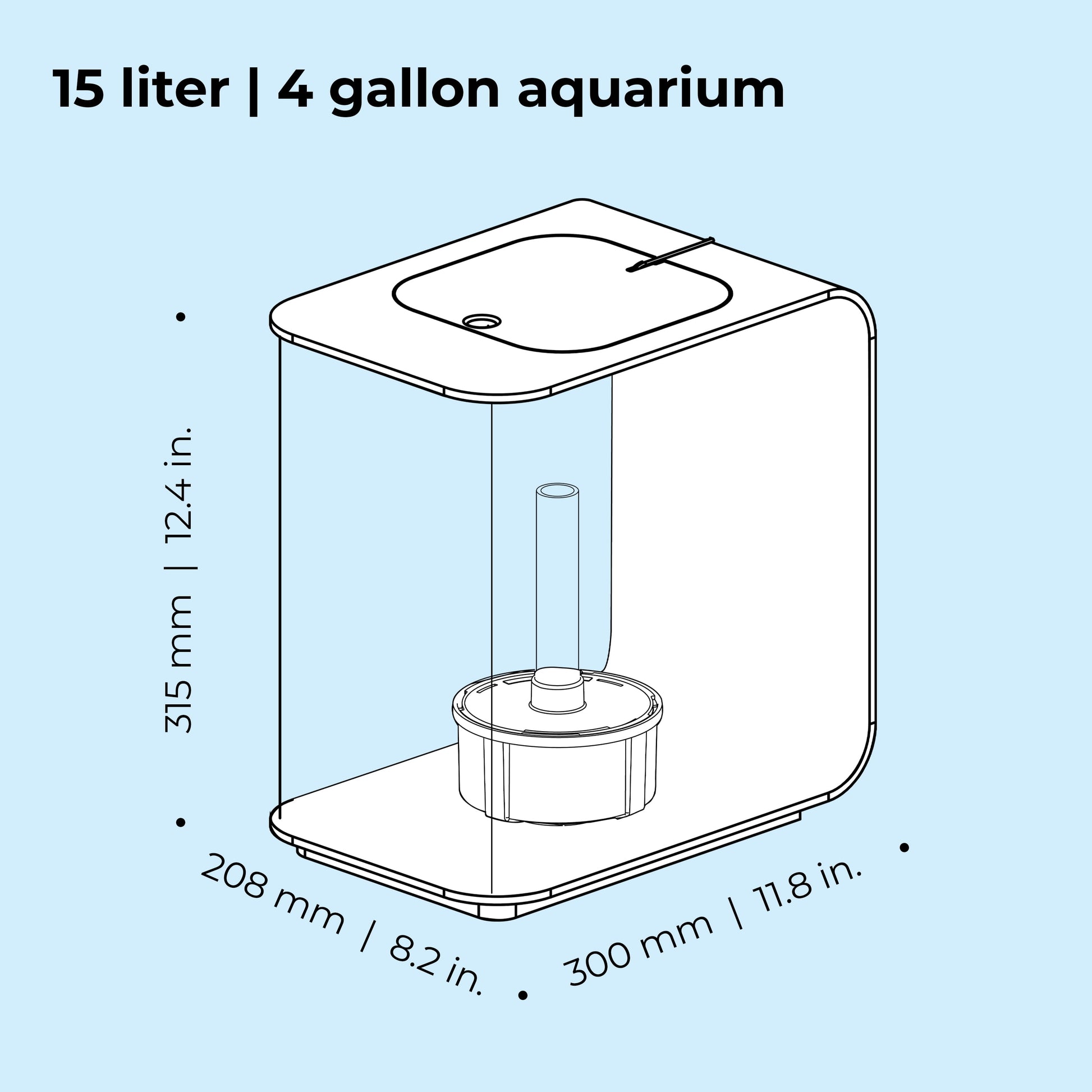 Flow 15 Aquarium with Standard Light - 4 Gallon, White, Acrylic