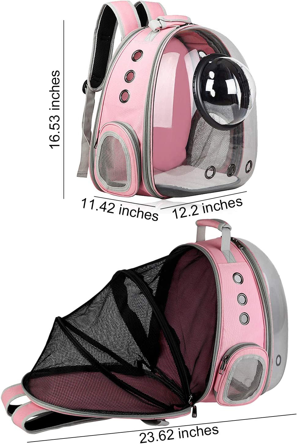 Pet Clear Cat Backpack Carrier Bubble Breathable Foldable Pet Rucksack Carrier for Puppy Dog Cat Lightweight Cat Backpack Designed for Travel, Hiking, Walking & Outdoor Use