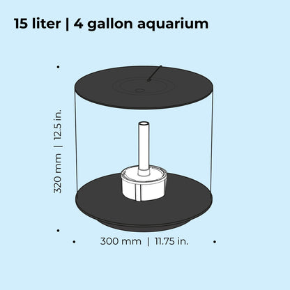 TUBE 15 Aquarium with Standard Light - 4 Gallon, Black, Acrylic