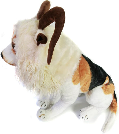 Funny Reindeer Moose Dog Costume, Cute Furry Pet Wig for Halloween & Christmas, Pet Clothing Accessory (Goat, Size M)