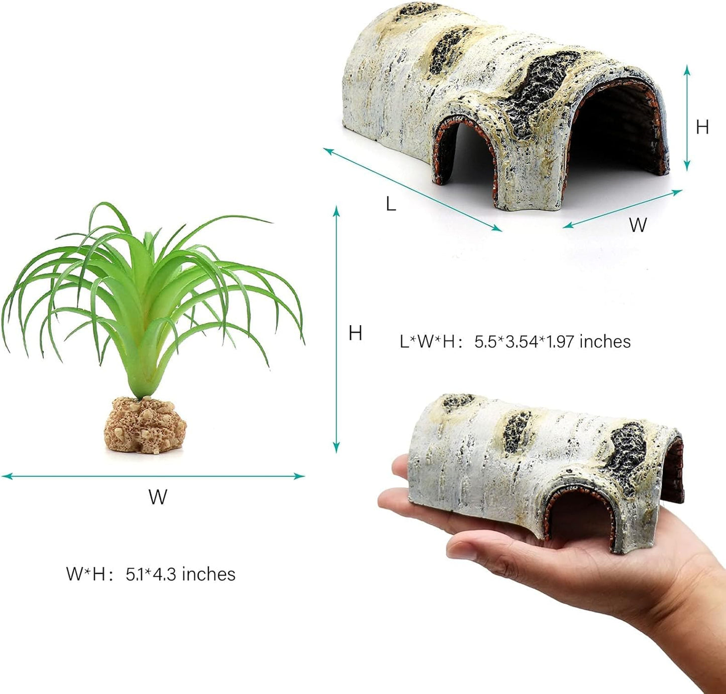 Reptile Hides and Caves Birch Tree Bark Trunk Habitats Decor Aquarium Decoration Wood for Lizard Geckos Snake Spiders Frogs Turtle (Small)