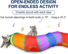 Cat Tunnel with Play Ball, Interactive Peek-A-Boo Cat Chute Cat Tube Toy, Colorful S-Tunnel for Indoor Cat, Best for Puppy, Kitty, Kitten, Rabbit