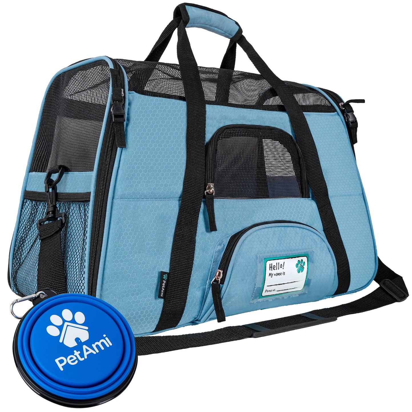 Airline Approved Pet Carrier for Cat, Soft Sided Dog Carrier for Small Dogs, Cat Travel Supplies Accessories for Indoor Cats, Ventilated Pet Carrying Bag Medium Large Kitten Puppy, Large Blue