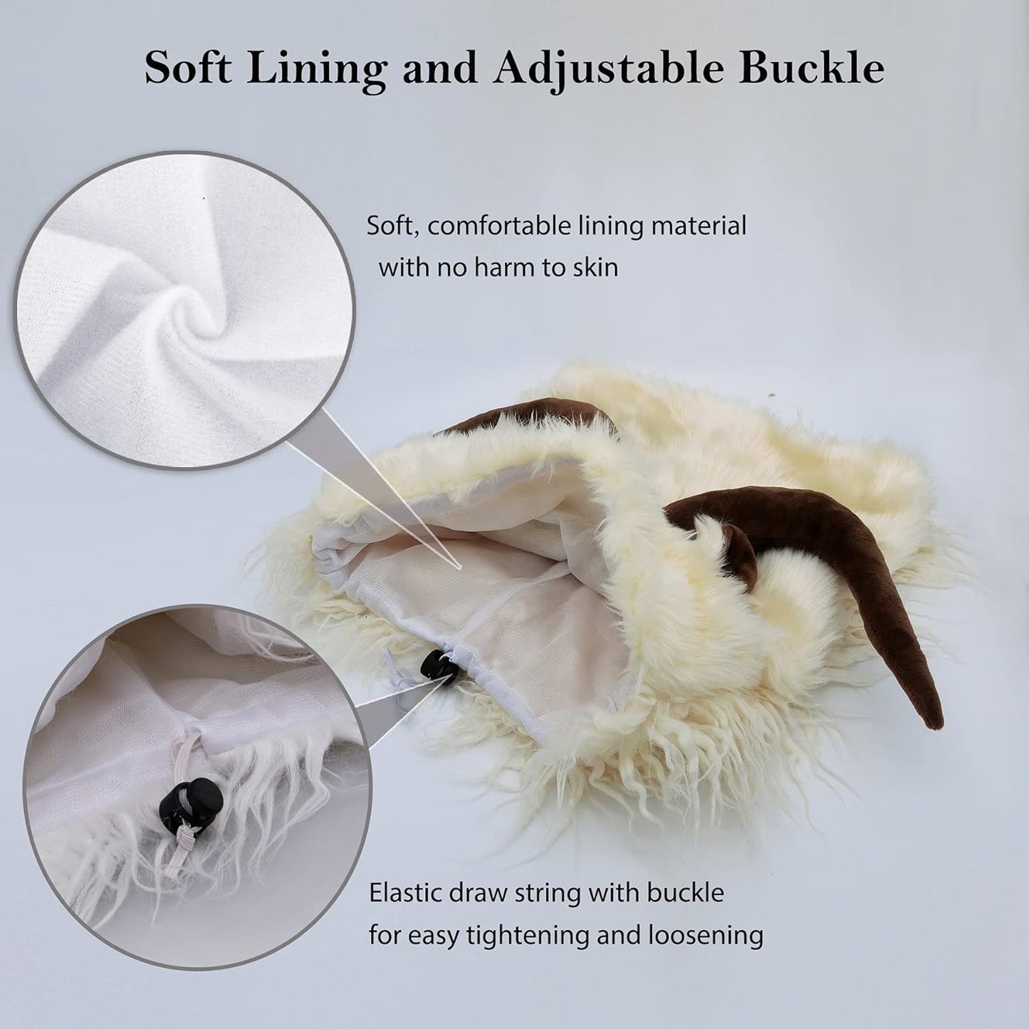 Funny Reindeer Moose Dog Costume, Cute Furry Pet Wig for Halloween & Christmas, Pet Clothing Accessory (Goat, Size M)