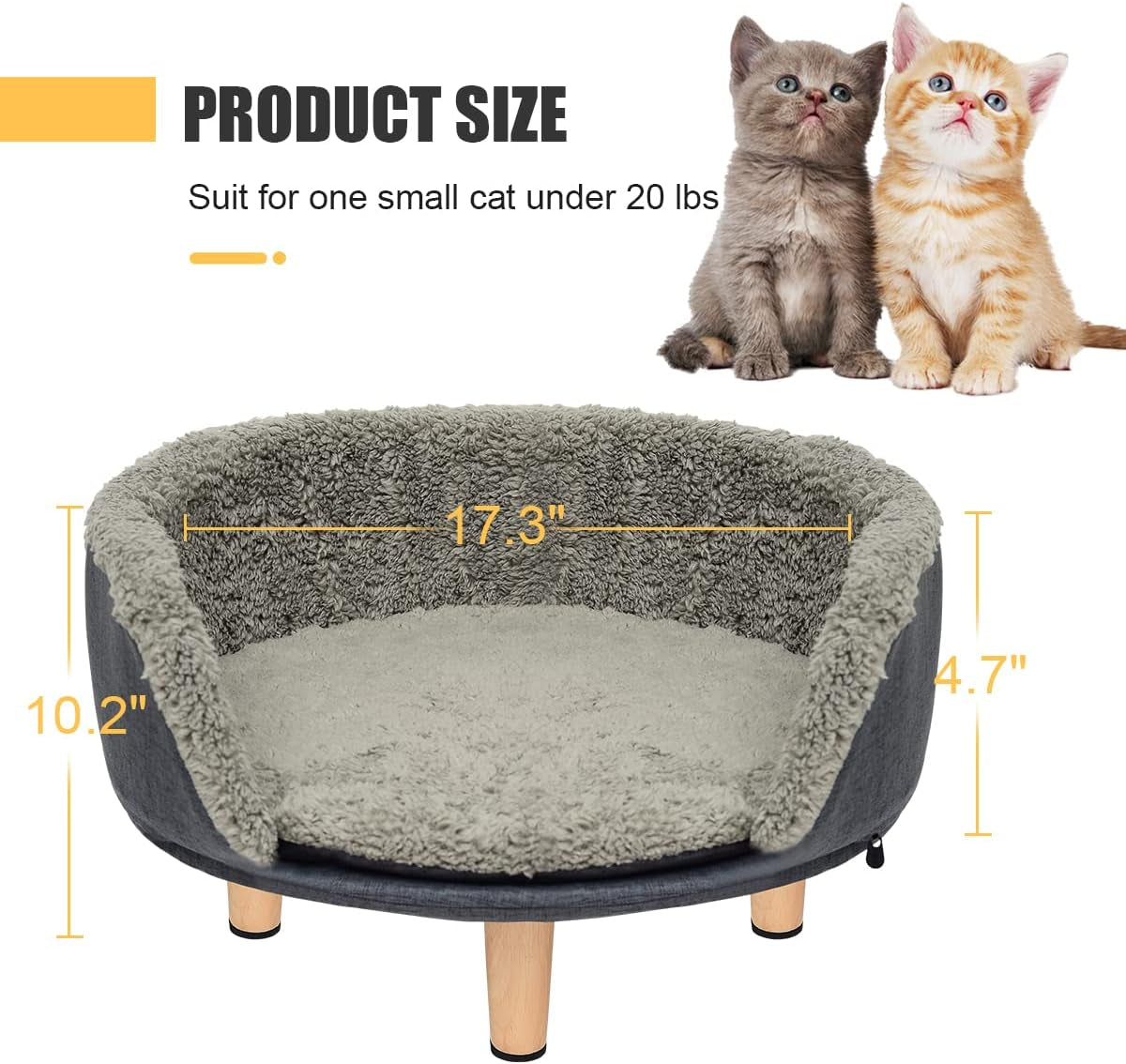 Cat Bed,Elevated Cat Bed Cat Sofa Elevated Pet Bed Pet Sofa Raised Cat Bed,Warm and Cozy Very Suitable for Kittens or Small Pet,Removable and Easy to Clean