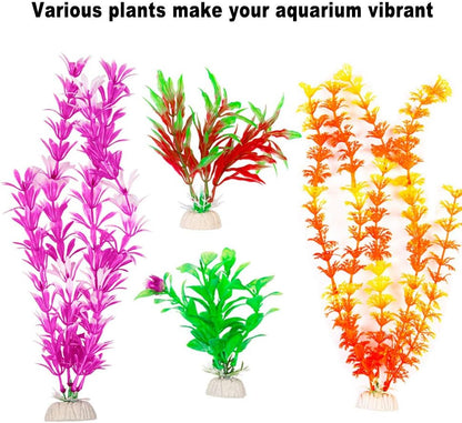 9 Pack Large Aquarium Plants Artificial Aquatic Plants, Simulate Plants and Aquarium Landscape Vividly (12Inch) NTS