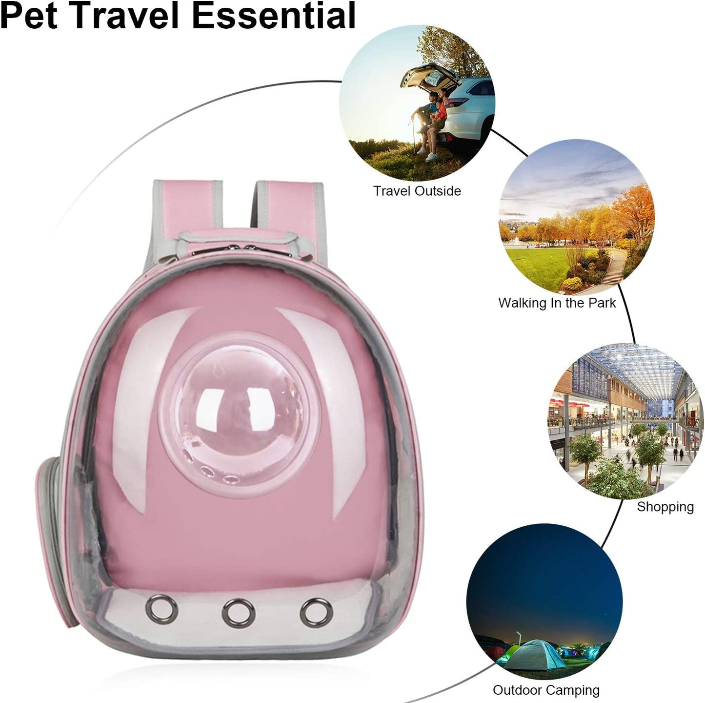 Pet Clear Cat Backpack Carrier Bubble Breathable Foldable Pet Rucksack Carrier for Puppy Dog Cat Lightweight Cat Backpack Designed for Travel, Hiking, Walking & Outdoor Use