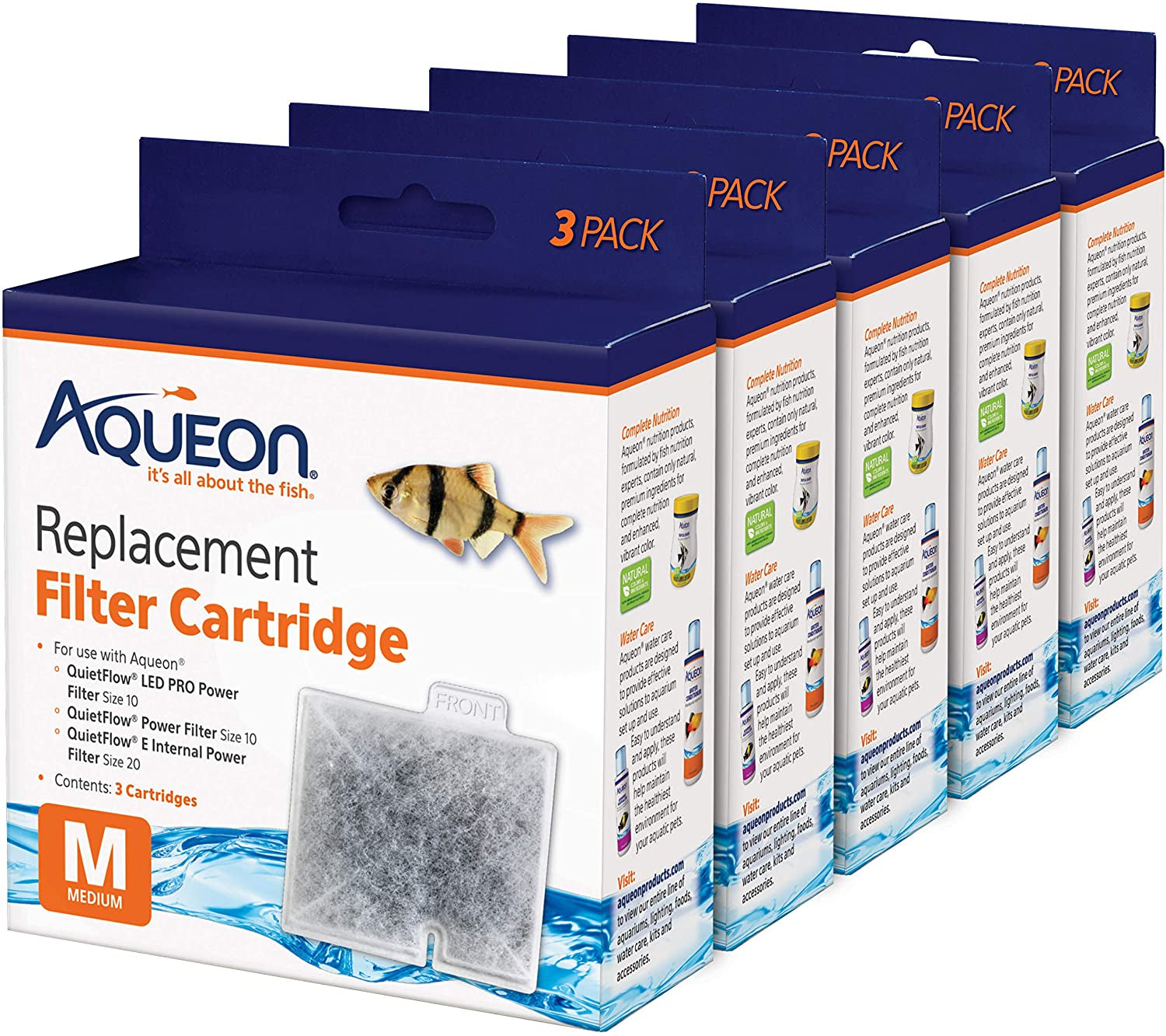 Aquarium Fish Tank Replacement Filter Cartridges Medium - 15 Pack