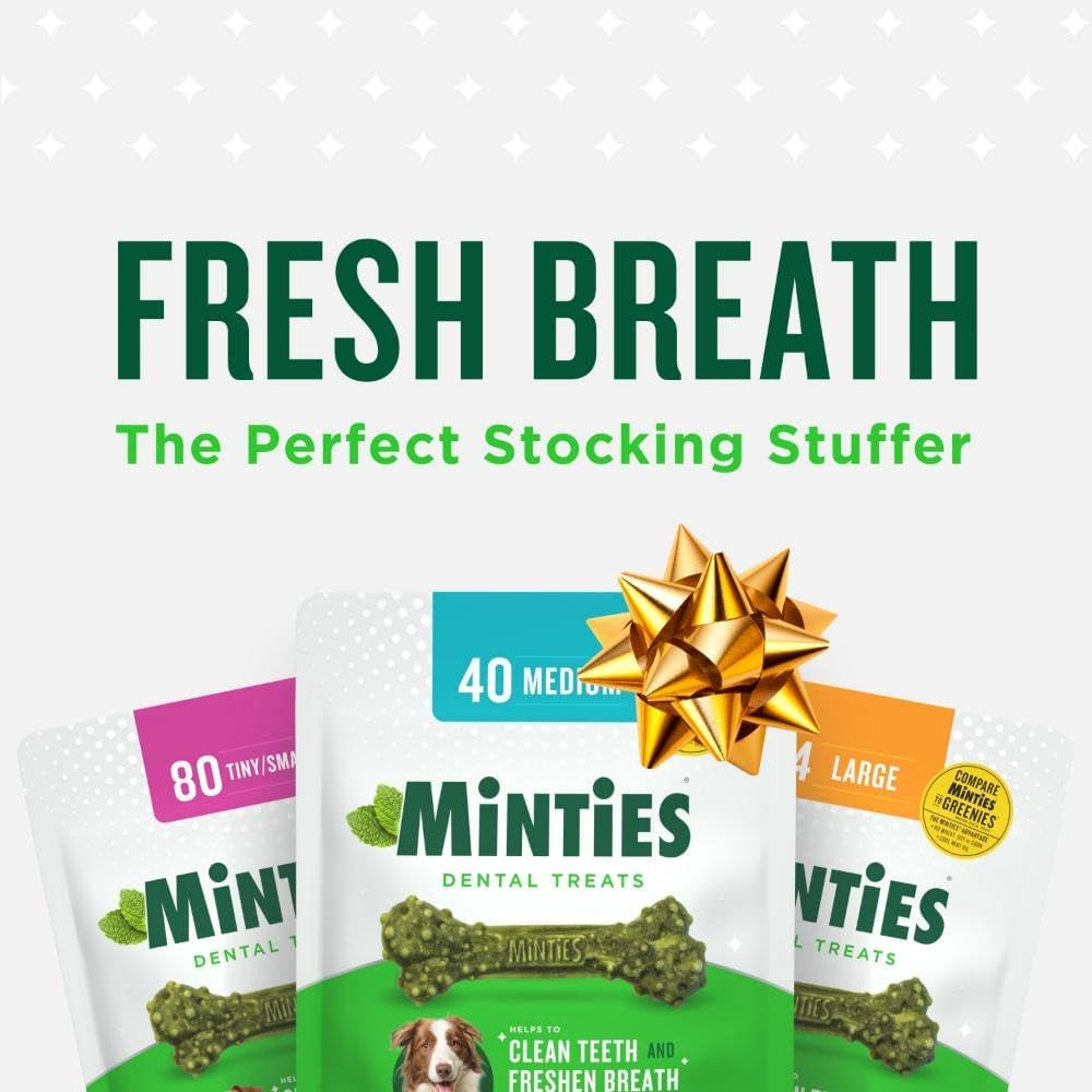 Dental Chews for Dogs, 20 Count, Vet-Recommended Mint-Flavored Dental Treats for Medium Dogs 25-50 Lbs, Dental Bones Clean Teeth, Fight Bad Breath, and Removes Plaque and Tartar