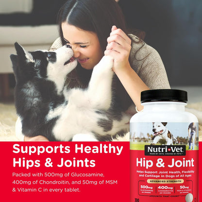 Advanced Strength Hip & Joint Chewable Dog Supplements - Formulated with Glucosamine & Chondroitin to Support Dog Cartilage & Mobility - 300 Tablets