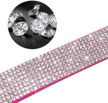Cute Dazzling Sparkling Elegant Fancy Soft Suede Leather Bling Rhinestone Crystal Jeweled Pet Cat Dog Puppy Collar Dog Leash Combo Set(Pink,Xs)