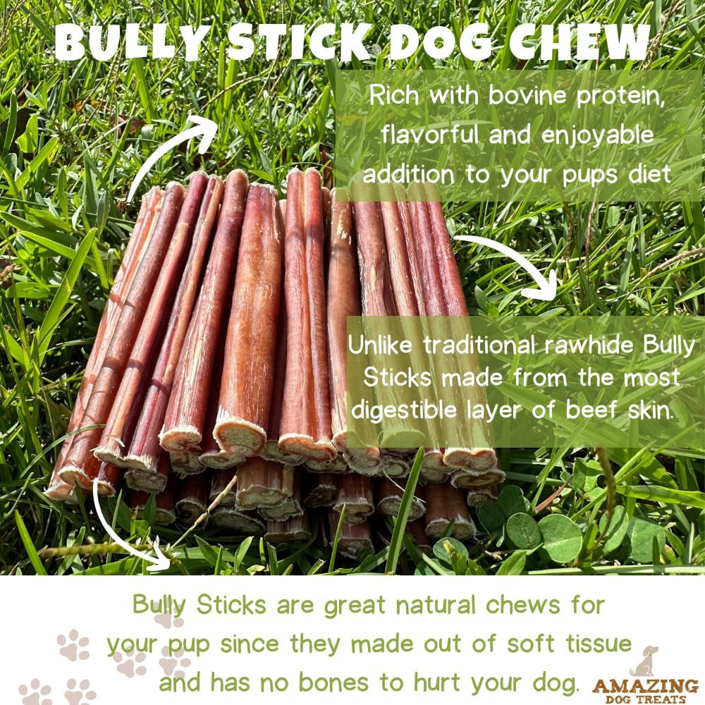 - 6 Inch Bully Sticks Medium Size (25 Pcs/Pack) - Bully Stick Dog Chews - Long Lasting Bully Sticks for Small to Medium Dogs - Large Bully Stick Dog Bones - No Hide Dog Bones