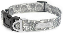 Grey Paisley Designer Collar - Stylish and Sleek - Great for Small and Large Dogs - Ultimate Comfort with Soft Premium Polyester Webbing - Heavy-Duty Hardware for Long Lasting Use - M