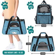 Airline Approved Pet Carrier for Cat, Soft Sided Dog Carrier for Small Dogs, Cat Travel Supplies Accessories for Indoor Cats, Ventilated Pet Carrying Bag Medium Large Kitten Puppy, Large Blue